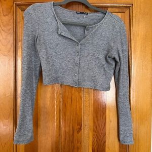Gray Zara Cropped Sweater